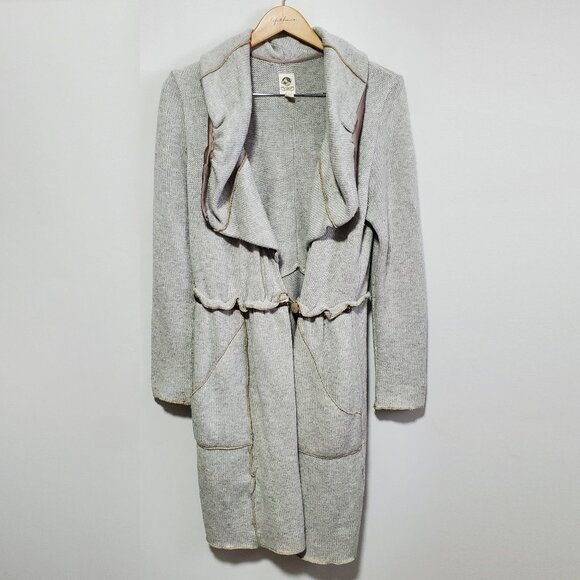 TINY by Anthropologie Wool Blend Knit Cardigan Sweater Coat Grey Women's Large - Picture 1 of 15